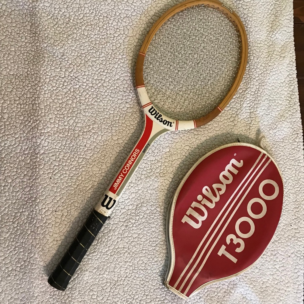 Vintage Wilson Jimmy Connors Sentry Wood Tennis Racquet with T3000 Cover 4 3/8 - Picture 5 of 12